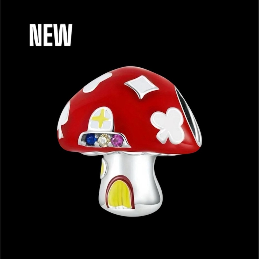 NEW•Red and Silver Mushroom DIY Charm
